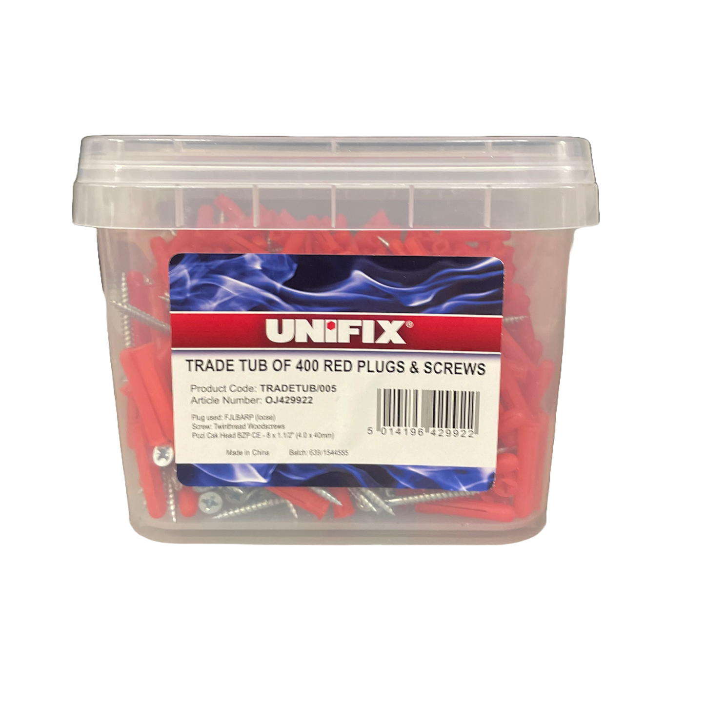 Tub Of 400 Red Plugs & Screws